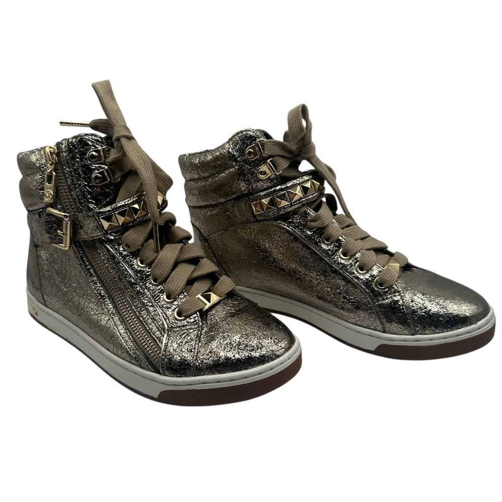 Michael Kors Metallic High Top Sneakers, Leather Upper/Rubber Outsole, Size 6.5M - Picture 6 of 16